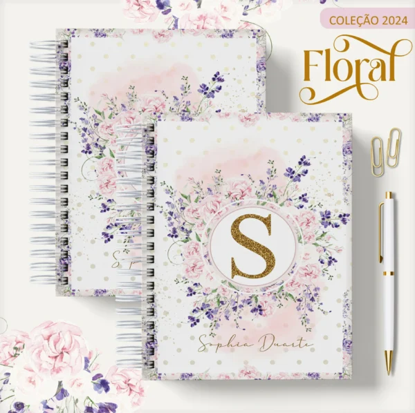 Arquivo Digital AGENDA FLORAL ALFABETO LILÁS 01 - 2024