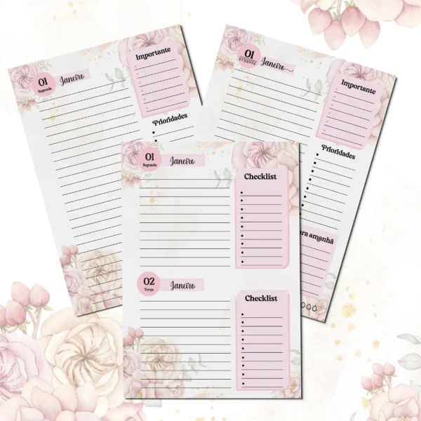 Arquivo Digital Agenda Floral Rosa 3 - Ano 2024 - Imagem 2