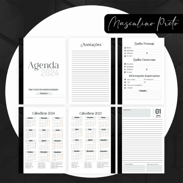 Arquivo Digital AGENDA MASCULINA PRETA 02 - 2024 - Imagem 2