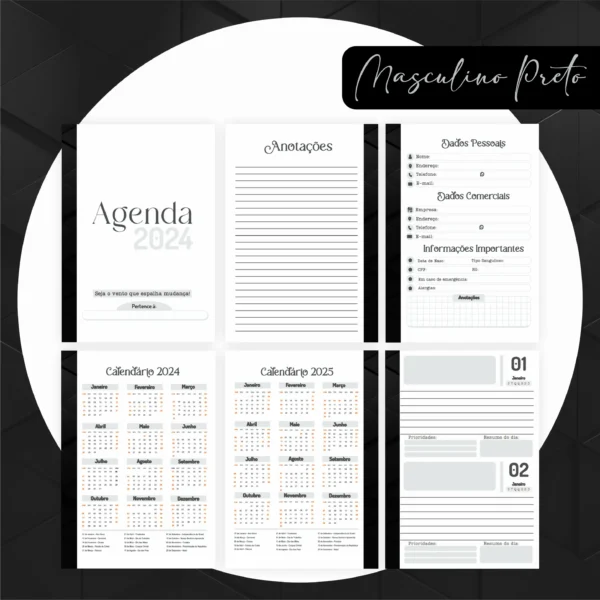 Arquivo Digital AGENDA MASCULINA PRETA 02 - 2024 - Imagem 5