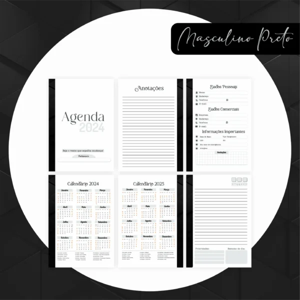 Arquivo Digital AGENDA MASCULINA PRETA 02 - 2024 - Imagem 4