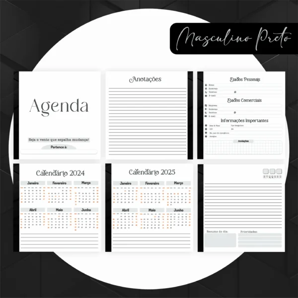 Arquivo Digital AGENDA MASCULINA PRETA 02 - 2024 - Imagem 3