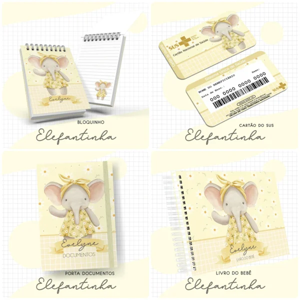 Arquivo Digital KIT Caderneta de vacina ELEFANTE MENINA 7 - Imagem 3