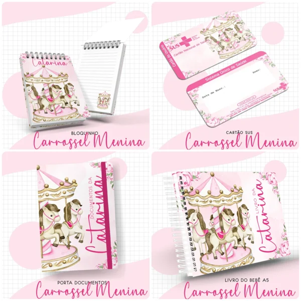 Arquivo Digital KIT Caderneta de vacina CARROSSEL MENINA 3 - Imagem 2