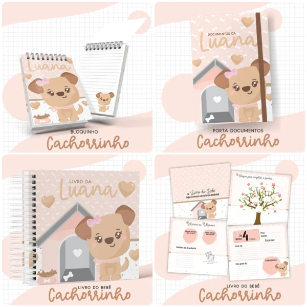 Arquivo Digital KIT Caderneta de vacina CACHORRINHO MENINA - Imagem 2