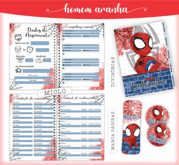 Arquivo Digital KIT Caderneta de vacina HOMEM ARANHA 2 - Imagem 2