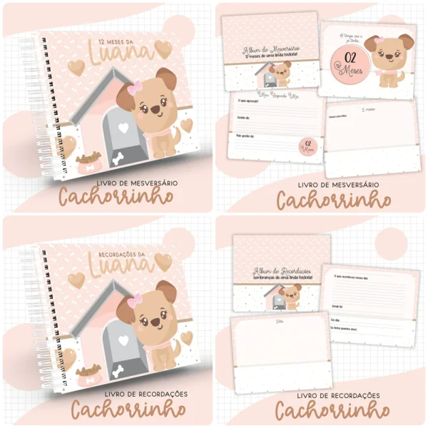 Arquivo Digital KIT Caderneta de vacina CACHORRINHO MENINA - Imagem 3