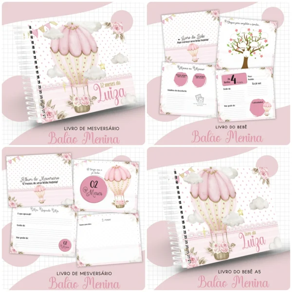 Arquivo Digital KIT Caderneta de vacina BALÃO MENINA 4 - Imagem 2
