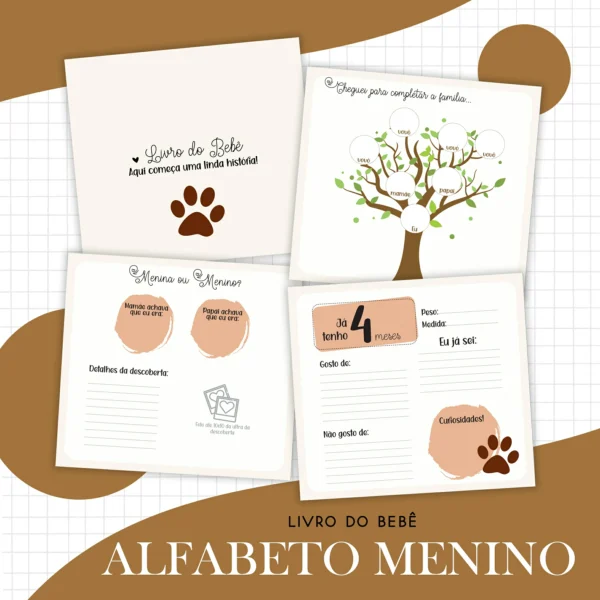 Arquivo Digital KIT Caderneta de vacina ALFABETO MENINO SAFARI 1 - Imagem 4
