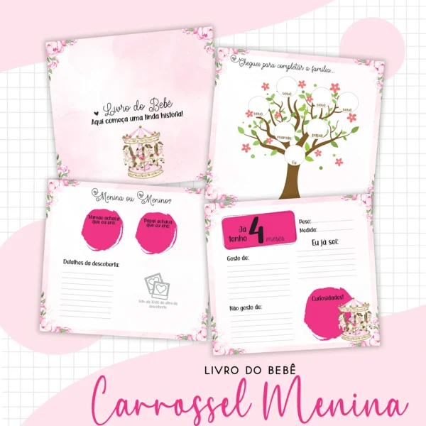 Arquivo Digital KIT Caderneta de vacina CARROSSEL MENINA 3 - Imagem 4