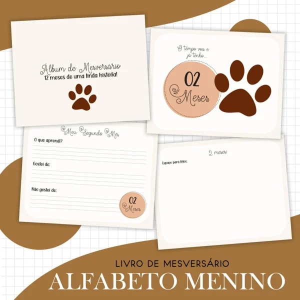 Arquivo Digital KIT Caderneta de vacina ALFABETO MENINO SAFARI 1 - Imagem 5