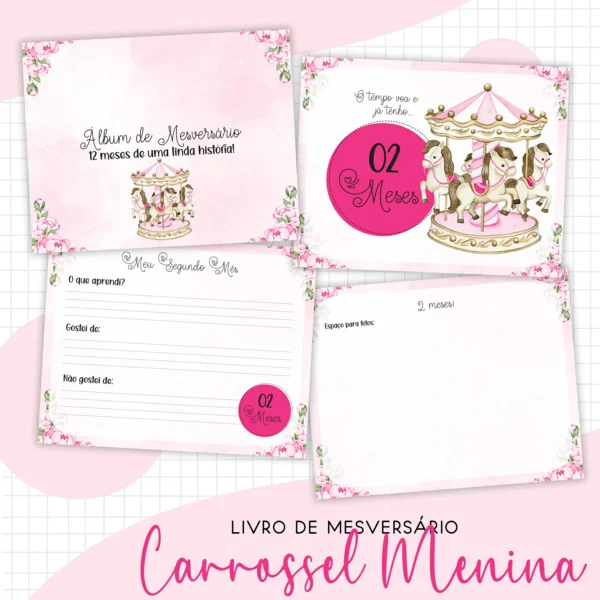 Arquivo Digital KIT Caderneta de vacina CARROSSEL MENINA 3 - Imagem 3