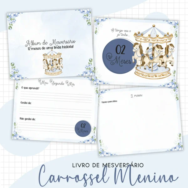 Arquivo Digital KIT Caderneta de vacina CARROSSEL MENINO - Imagem 3