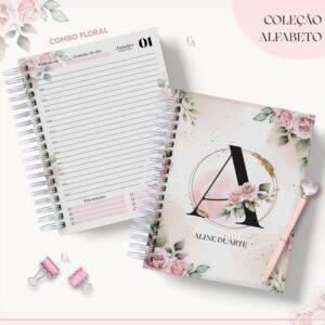 Arquivo Digital Agenda Floral Alfabeto Rosa  - Ano 2025