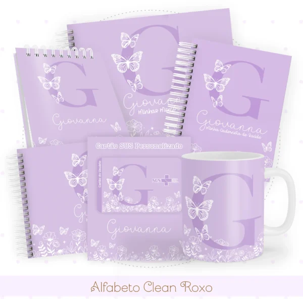 Arquivo Digital CADENETA DE VACINA ALFABETO FLORAL ROXO 17 - Imagem 2