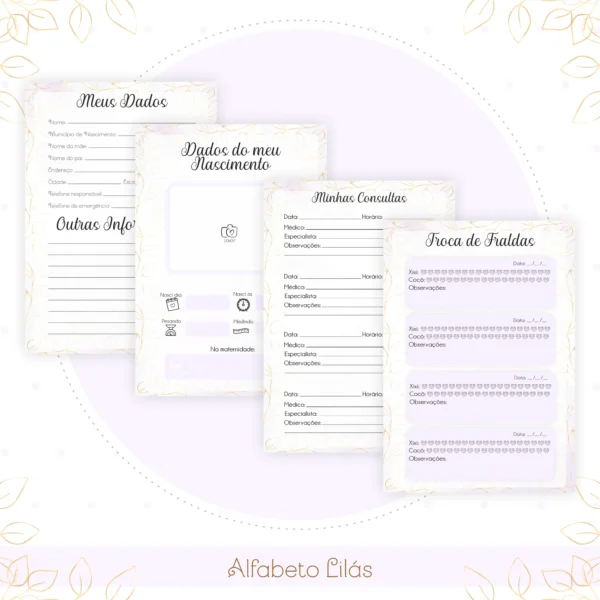 Arquivo Digital CADENETA DE VACINA ALFABETO BORBOLETAS LILAS 19 - Imagem 3