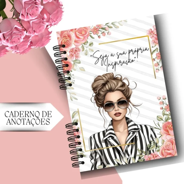 Arquivo Digital CADERNO de anotações Seja a Sua Propria Inspiracao Floral Rosa 1 - Imagem 4