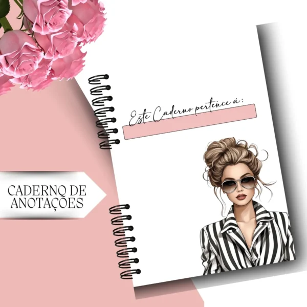 Arquivo Digital CADERNO de anotações Seja a Sua Propria Inspiracao Floral Rosa 1 - Imagem 5