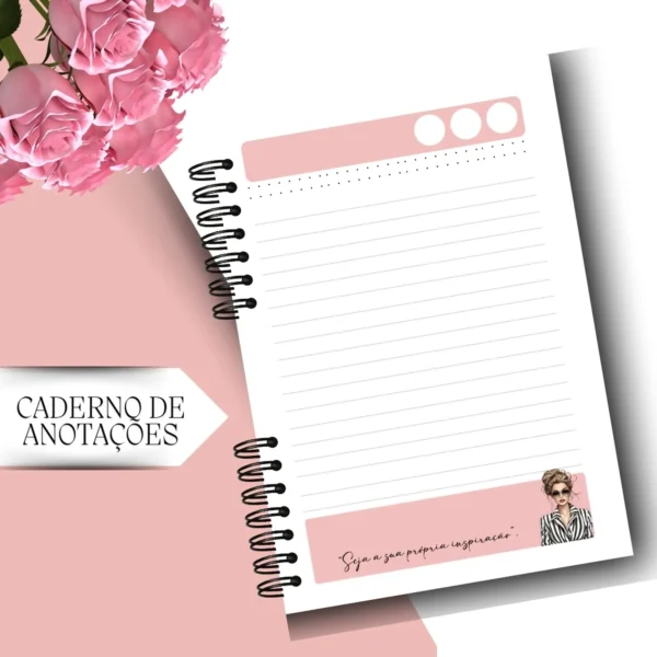 Arquivo Digital CADERNO de anotações Seja a Sua Propria Inspiracao Floral Rosa 1 - Imagem 2