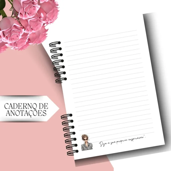 Arquivo Digital CADERNO de anotações Seja a Sua Propria Inspiracao Floral Rosa 1 - Imagem 3