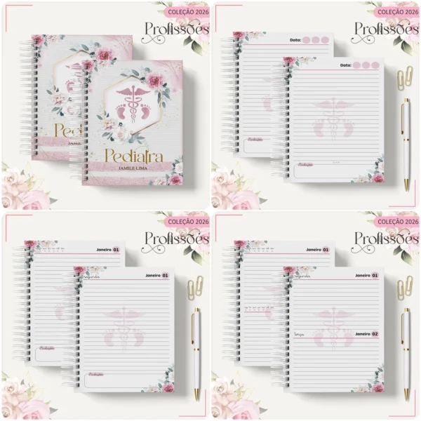Arquivo Digital AGENDA FEMININA PEDIATRA FLORAL 2 - 2026 - Imagem 2