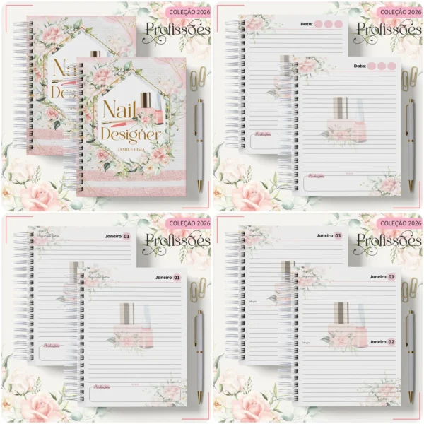 Arquivo Digital AGENDA NAIL DESIGNER FLORAL 2 - 2026 - Imagem 2