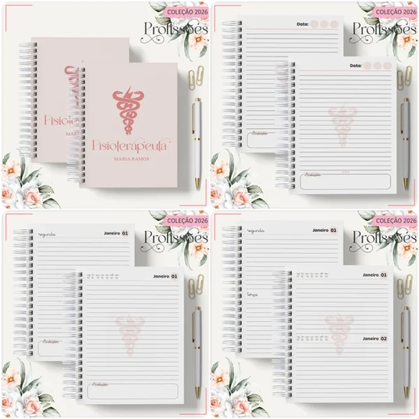 Arquivo Digital AGENDA FISIOTERAPEUTA FEMININA FLORAL 2 - 2026 - Imagem 4