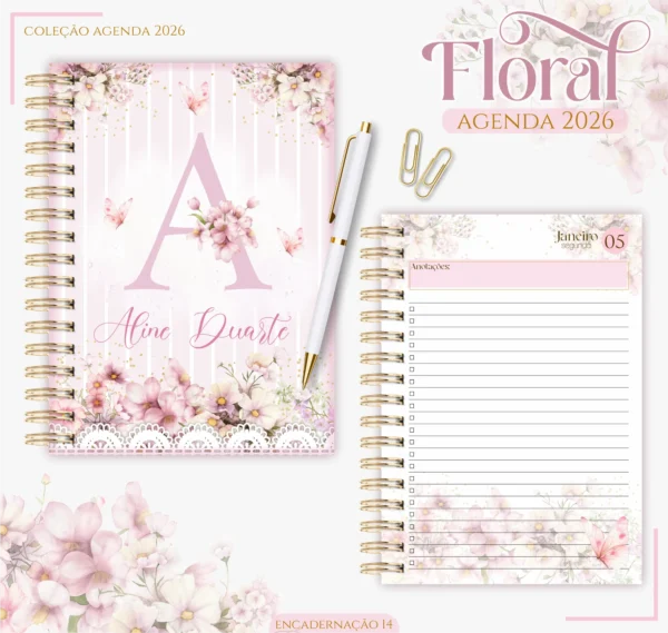 Arquivo Digital AGENDA ALFABETO FLORAL ROSA 1 - 2026
