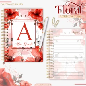 Arquivo Digital AGENDA ALFABETO FLORAL VERMELHO 1 - 2026