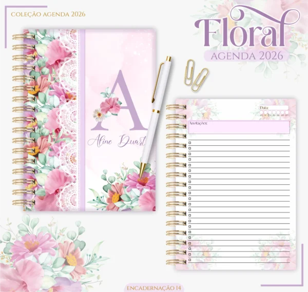 Arquivo Digital AGENDA ALFABETO FLORAL LILÁS 1 - 2026 - Imagem 2