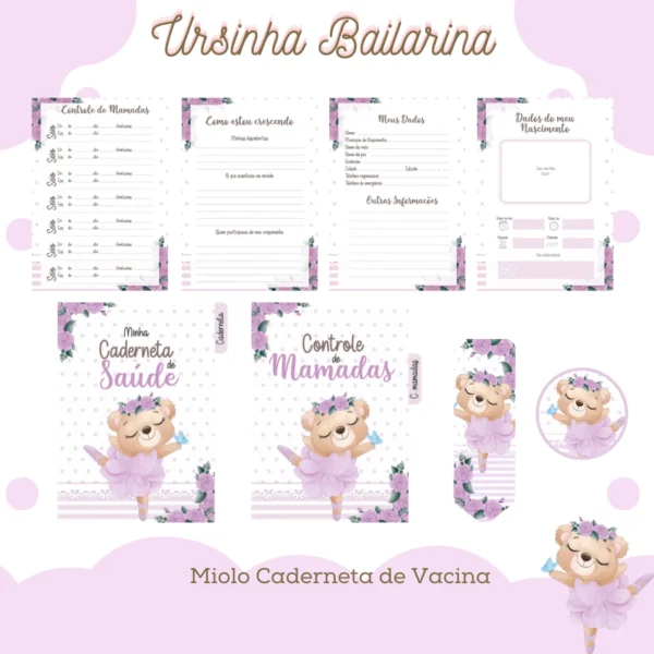 CADERNETA DE VACINA URSINHA BAILARINA  03 - Imagem 8