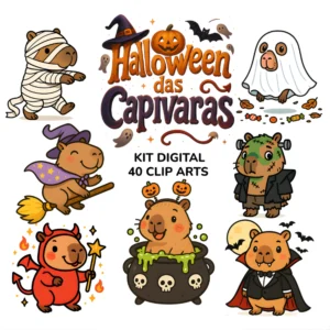 Arquivo Digital KIT ILUSTRAÇÕES CAPIVARA HALLOWEEN 01