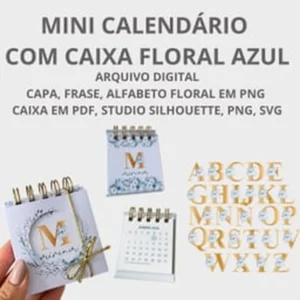 Arquivo Digital CALENDÁRIOS MINI INICIAIS FLORAL AZUL 01 - 2026