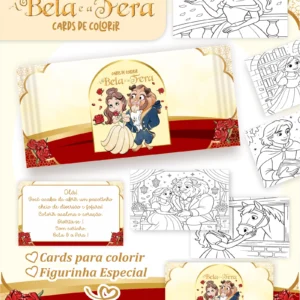 Arquivo Digital CARDS DE COLORIR -  A BELA E A FERA 01