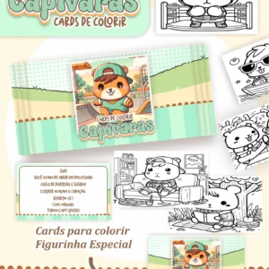 Arquivo Digital CARDS DE COLORIR -  CAPIVARA MENINO 01