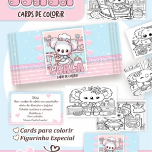 Arquivo Digital CARDS DE COLORIR -  COALA KAWAII 01