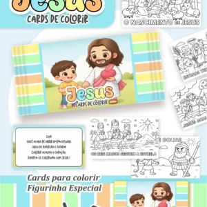 Arquivo Digital CARDS DE COLORIR -  COLORINDO COM JESUS 2 - MENINO 01