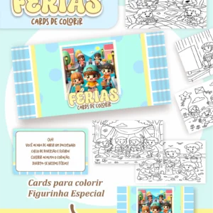 Arquivo Digital CARDS DE COLORIR -  COLORINDO NAS FÉRIAS 01