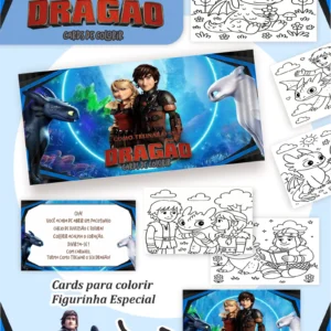 Arquivo Digital CARDS DE COLORIR -  COMO TREINAR O SEU DRAGÃO 01