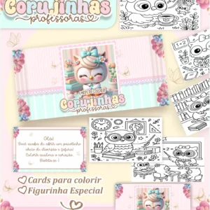 Arquivo Digital CARDS DE COLORIR -  CORUJINHAS PROFESSORAS 01