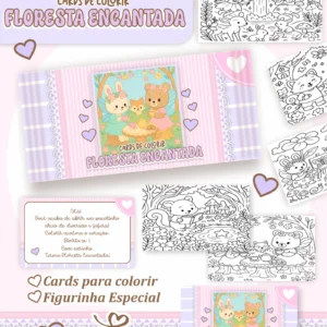 Arquivo Digital CARDS DE COLORIR -  FLORESTA ENCANTADA 01