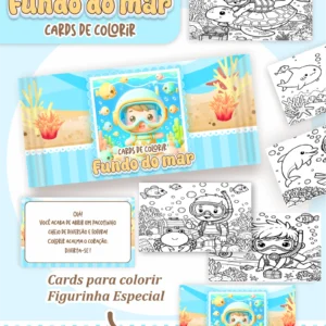 Arquivo Digital CARDS DE COLORIR -  FUNDO DO MAR MENINO 01