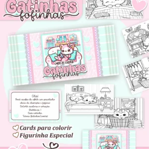Arquivo Digital CARDS DE COLORIR -  GATINHAS FOFINHAS 01