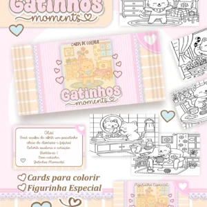 Arquivo Digital CARDS DE COLORIR -  GATINHOS MOMENTS 01