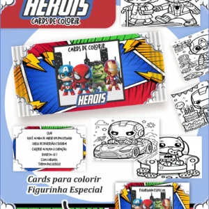 Arquivo Digital CARDS DE COLORIR -  HERÓIS 01