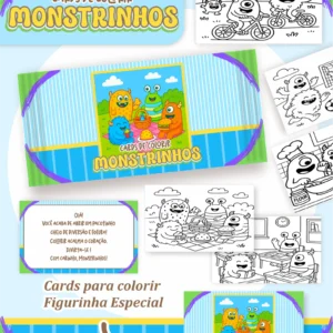 Arquivo Digital CARDS DE COLORIR -  MONSTRINHOS 01