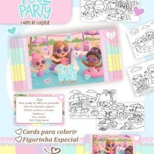 Arquivo Digital CARDS DE COLORIR -  POOL PARTY 01