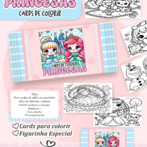 Arquivo Digital CARDS DE COLORIR -  PRINCESAS 01