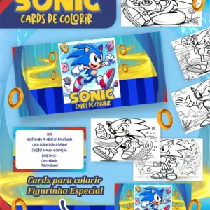 Arquivo Digital CARDS DE COLORIR -  SONIC 01