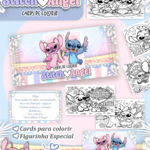 Arquivo Digital CARDS DE COLORIR -  STITCH & ANGEL 01